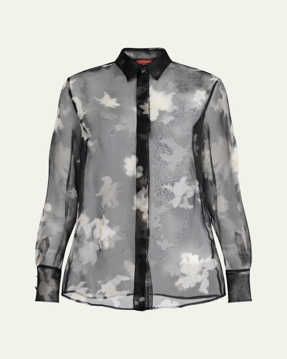 Chika Floral Silk Button-Down Top